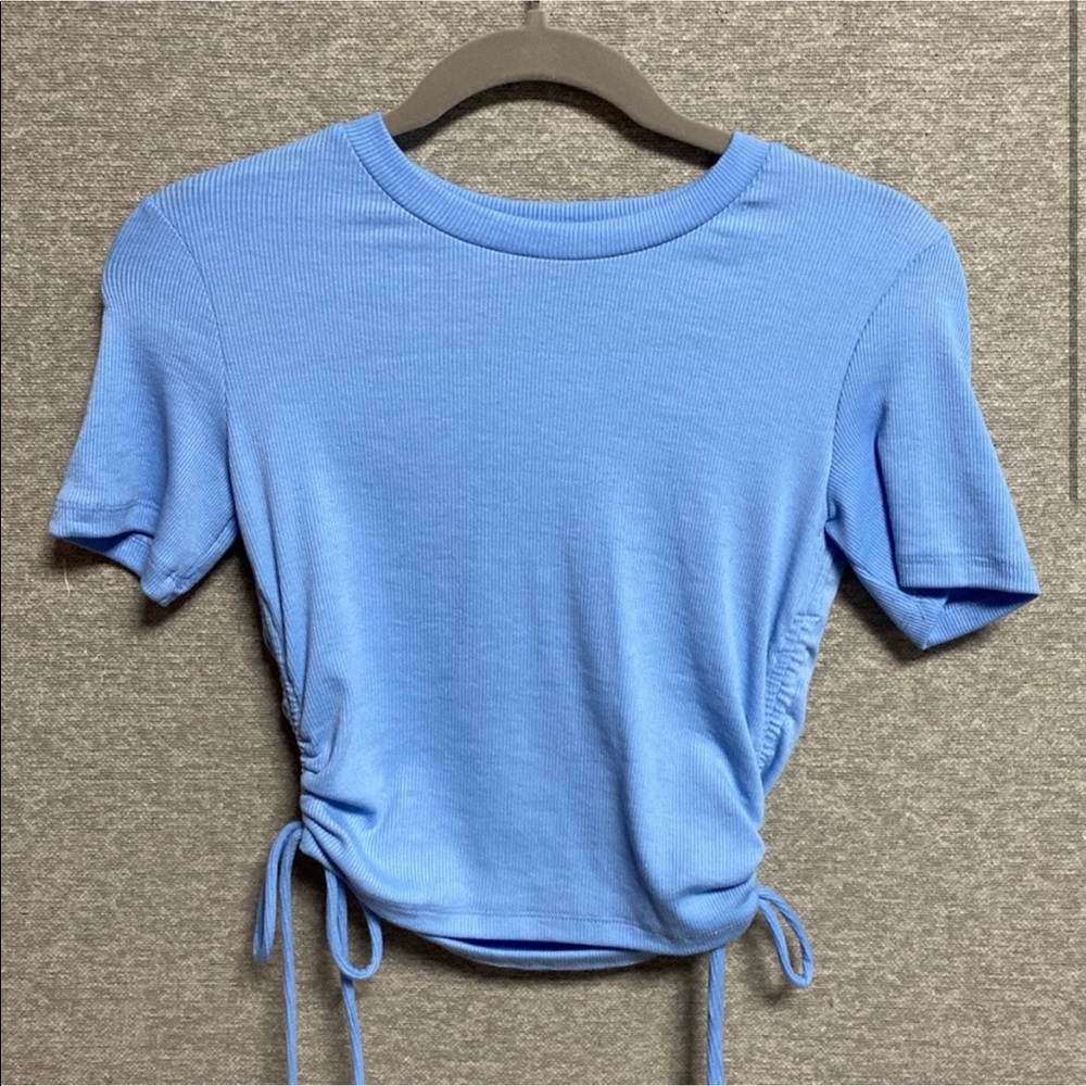 Zara ribbed blue side tie crop top 💙✨